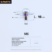 S-PARTS A3 M6 Umbrella Head Step Bolts — Blue — 36 Specifications — L16 D16 step screws D10 H6