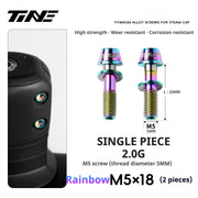 TiNE Titanium Stem Bolts M5×18 (Pair of 2) — CNC Bolts for Stems & Integrated Handlebars — Rainbow