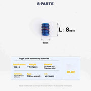 S-PARTS T15 M6 Flat-Bottom Titanium Set Screws — L8/L10/L12/L16 — L08mm / Blue