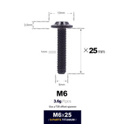 S-PARTS A3 D13 M6 Umbrella Head Titanium Bolts — 8–45mm — D13 M6×25mm / Black
