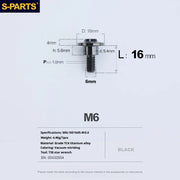 S-PARTS A3 M6 Umbrella Head Step Bolts — Black — 36 Specifications — L16 D16 step screws D9.4 H5.6
