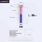 S-PARTS A3 M6 Titanium Bolts — 8–120mm — Candy — L50mm