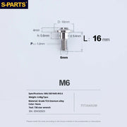 S-PARTS A3 M6 Umbrella Head Step Bolts — Titanium — 36 Specifications — L16 D16 step screws D9.4 H5.6