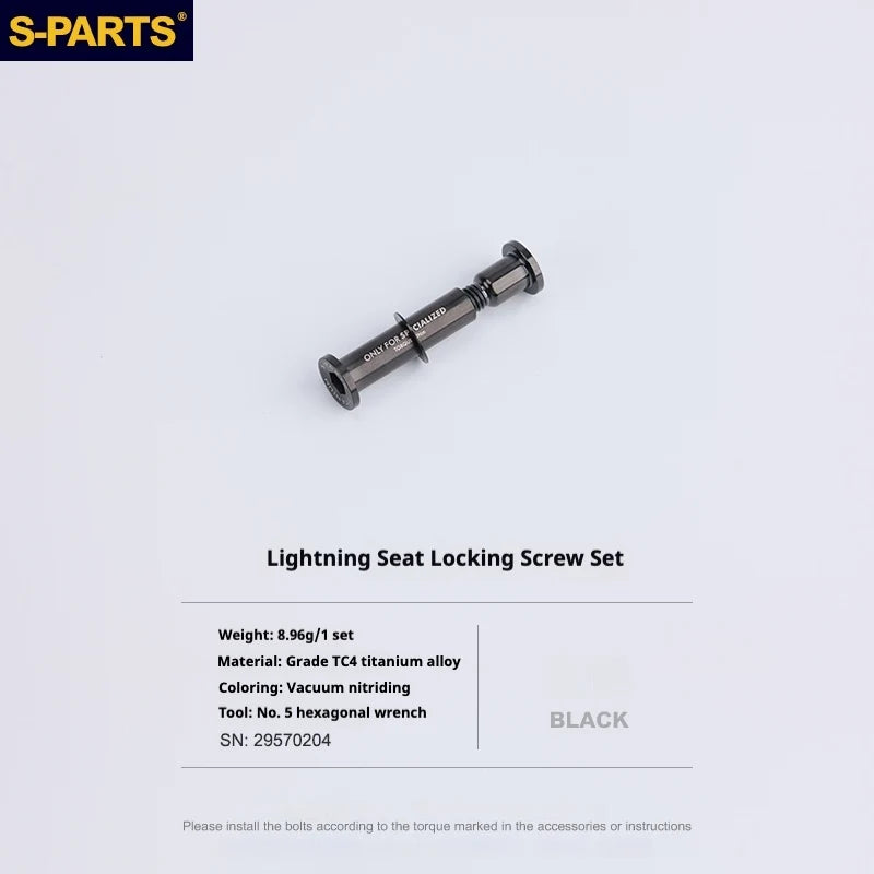 S-PARTS TC4 Titanium Seatpost Clamp Bolt — Specialized SL6 / SL7 / SL8 / SL9 / Venge — Seat Cushion Locking Screw Set / Black