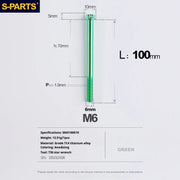 S-PARTS A3 M6 Titanium Bolts — 8–120mm — Green — L100mm