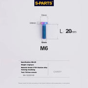 S-PARTS M6 Titanium Seatpost Wedge Bolt — Specialized SL6 / SL7 / SL8 / SL9 / Venge — Candy / M6X20