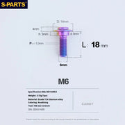 S-PARTS A3 M6 Umbrella Head Step Bolts — Candy — 36 Specifications — L18 D14 step screws D9 H3