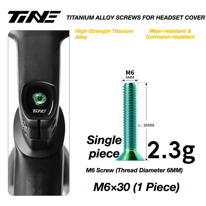 TiNE M6 Titanium Headset Top Cap Screws — 25 / 30 / 35 / 45mm — M6×30 Forest Green