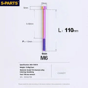S-PARTS A3 M6 Titanium Bolts — 8–120mm — Candy — L110mm