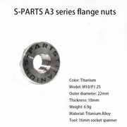 S-PARTS A3 Titanium Flange Nuts — M5 / M6 / M8 / M10 / M12 — M10 P1.25