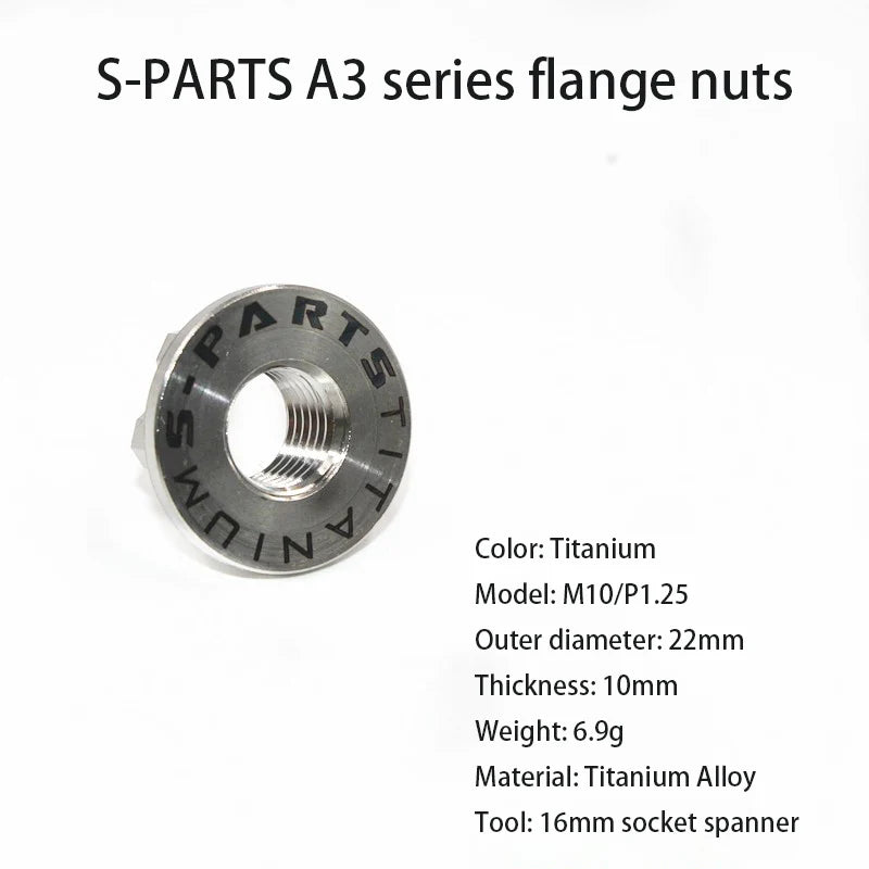 S-PARTS A3 Titanium Flange Nuts — M5 / M6 / M8 / M10 / M12 — M10 P1.25