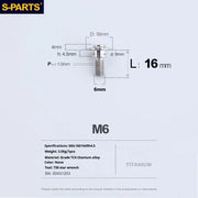 S-PARTS A3 M6 Umbrella Head Step Bolts — Titanium — 36 Specifications — L16 D16 step screws D9 H4.5