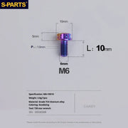 S-PARTS A3 M6 Titanium Bolts — 8–120mm — Candy — L10mm