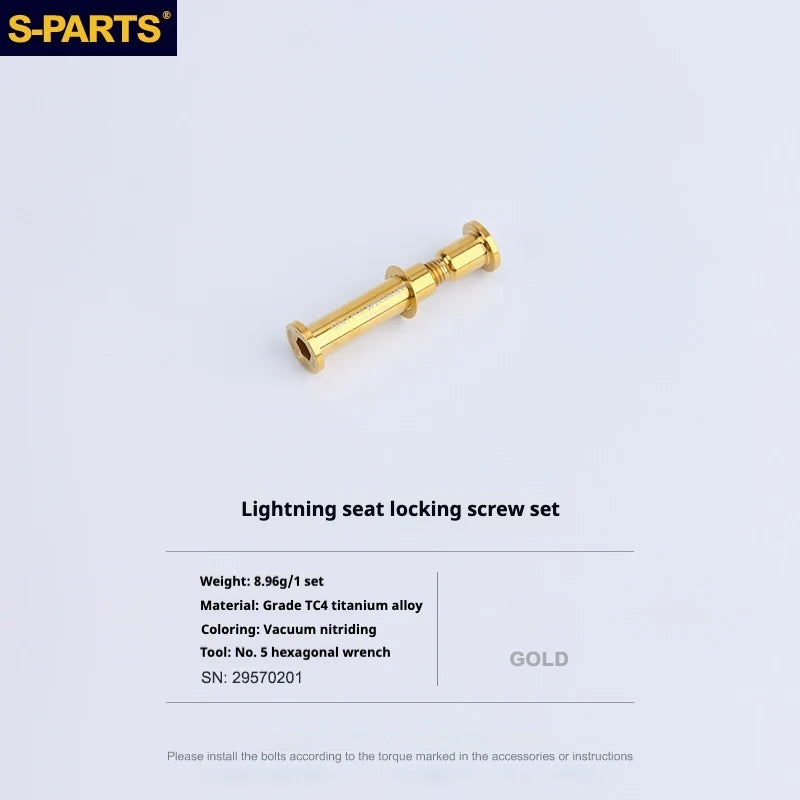 S-PARTS TC4 Titanium Seatpost Clamp Bolt — Specialized SL6 / SL7 / SL8 / SL9 / Venge — Seat Cushion Locking Screw Set / Gold