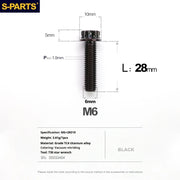 S-PARTS A3 M6 Titanium Bolts — 8–120mm — Black — L28mm