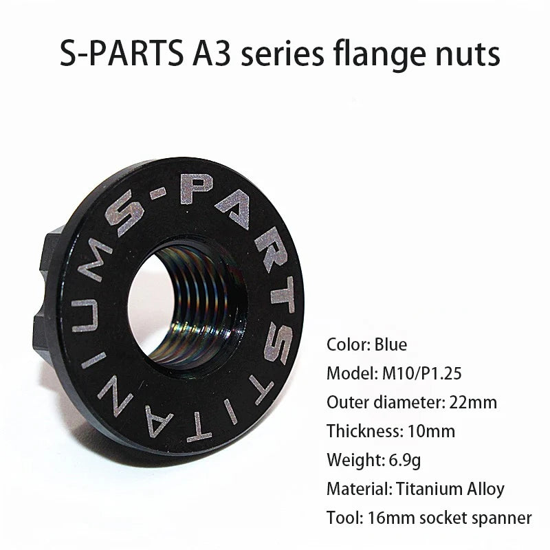 S-PARTS A3 Titanium Flange Nuts — M5 / M6 / M8 / M10 / M12 — M10 P1.25 / Black