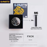 S-PARTS Titanium OD2 34.9 mm Laser Headset Cap — CNC Machined — Multiple Designs Available — FXCK (Set) Black