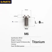 S-PARTS A3 D15 M6 Umbrella Head Titanium Bolts — 8–40mm — M6×8mm