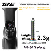 TiNE M6 Titanium Headset Top Cap Screws — 25 / 30 / 35 / 45mm — M6×30 Rainbow Oil Slick