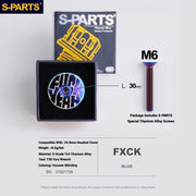 S-PARTS Titanium OD2 34.9 mm Laser Headset Cap — CNC Machined — Multiple Designs Available — FXCK (Set) Blue