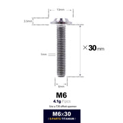 S-PARTS A3 D13 M6 Umbrella Head Titanium Bolts — 8–45mm — D13 M6×30mm