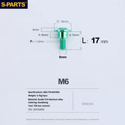 S-PARTS A3 M6 Umbrella Head Step Bolts — Green — 36 Specifications — L17 D16 step screws D10 H6