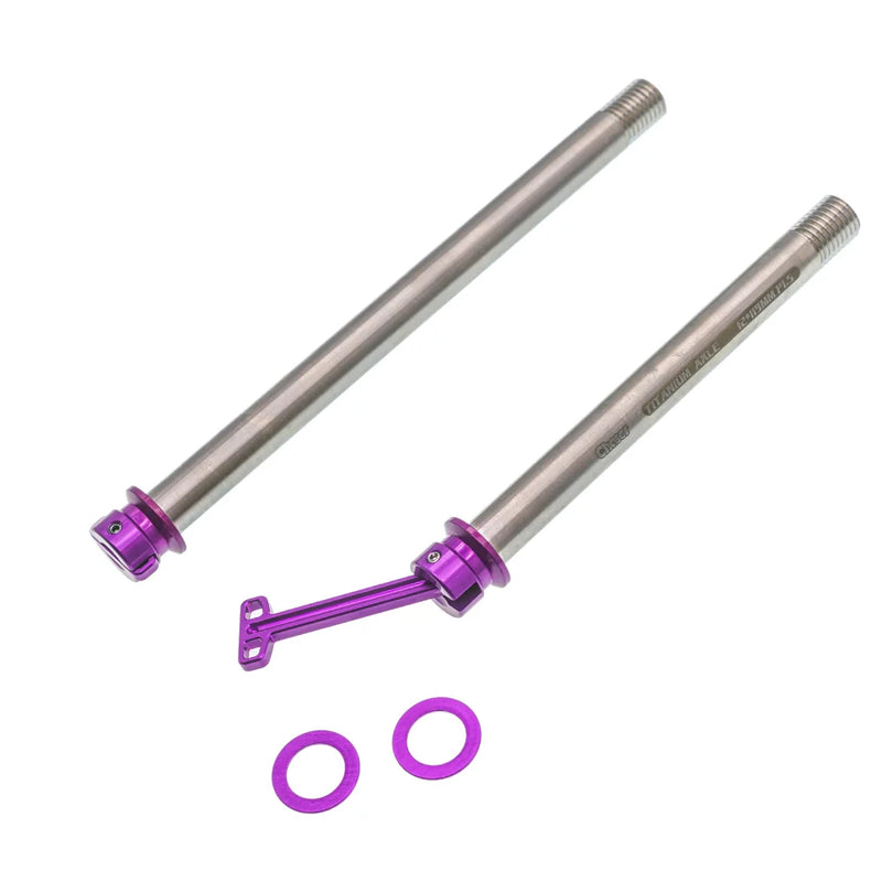 CHASER 12mm Titanium Thru Axle Set for Trek Madone Gen6 / Gen7 — Madone Gen6/Gen7 – 118 mm / 165 mm – 66.5 g / pair / Purple