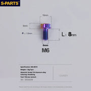 S-PARTS A3 M6 Titanium Bolts — 8–120mm — Candy — L8mm
