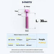 S-PARTS M6 Titanium Seatpost Step-Down Bolt & Nut Kit — 22 / 30 / 35 / 40mm — Purple / 30mm