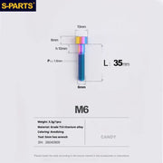 S-PARTS M6 Titanium Stem & Caliper Bolts — 30–70mm — 5mm Hex — L35mm / Candy