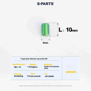 S-PARTS T15 M6 Flat-Bottom Titanium Set Screws — L8/L10/L12/L16