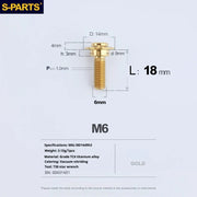 S-PARTS A3 M6 Umbrella Head Step Bolts — Gold — 36 Specifications — L18 D14 step screws D9 H3