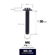 S-PARTS A3 D13 M6 Umbrella Head Titanium Bolts — 8–45mm — D13 M6×30mm / Black