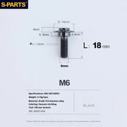 S-PARTS A3 M6 Umbrella Head Step Bolts — Black — 36 Specifications — L18 D14 step screws D9 H3