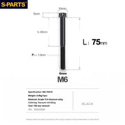 S-PARTS A3 M6 Titanium Bolts — 8–120mm — Black — L75mm