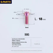 S-PARTS A3 M6 Umbrella Head Step Bolts — Purple — 36 Specifications — L18 D14 step screws D9 H3