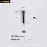 S-PARTS M6 Titanium Stem & Caliper Bolts — 30–70mm — 5mm Hex — L35mm / Black