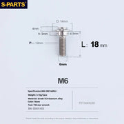 S-PARTS A3 M6 Umbrella Head Step Bolts — Titanium — 36 Specifications — L18 D14 step screws D9 H3