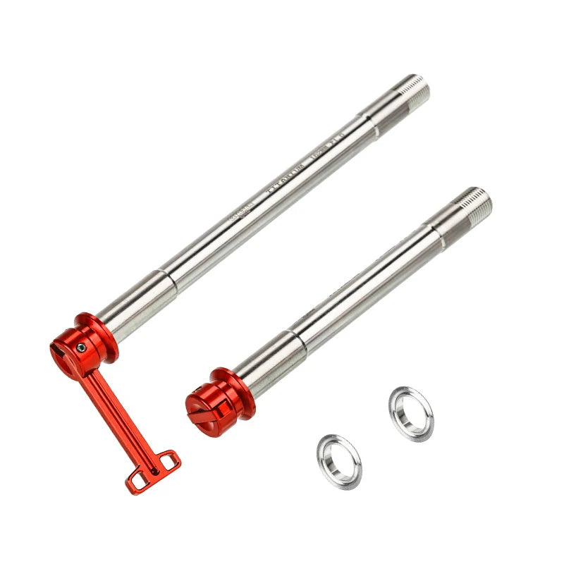 CHASER 12mm Titanium Thru Axle Set for Trek Madone Gen6 / Gen7 / Gen8 — Madone Gen8 – 118 mm / 162 mm – 59 g / pair / Red