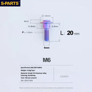 S-PARTS A3 M6 Umbrella Head Step Bolts — Candy — 36 Specifications — L20 D14 step screws D8 H6