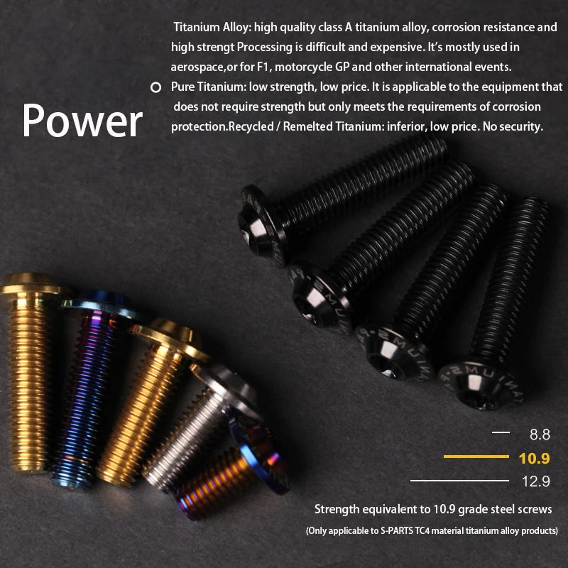 S-PARTS A3 D13 M6 Umbrella Head Titanium Bolts — 8–45mm