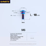 S-PARTS A3 M6 Umbrella Head Step Bolts — Blue — 36 Specifications — L18 D18 step screws D10 H7