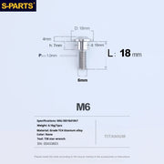 S-PARTS A3 M6 Umbrella Head Step Bolts — Titanium — 36 Specifications — L18 D18 step screws D10 H7