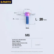 S-PARTS A3 M6 Umbrella Head Step Bolts — Candy — 36 Specifications — L20 D15 step screws D10 H4