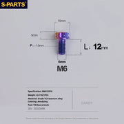 S-PARTS A3 M6 Titanium Bolts — 8–120mm — Candy — L12mm