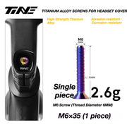 TiNE M6 Titanium Headset Top Cap Screws — 25 / 30 / 35 / 45mm — M6×35 Candy Oil Slick