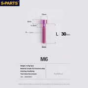 S-PARTS M6 Titanium Stem & Caliper Bolts — 30–70mm — 5mm Hex — L35mm / Purple
