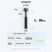 S-PARTS M6 Titanium Seatpost Step-Down Bolt & Nut Kit — 22 / 30 / 35 / 40mm — Black / 35mm