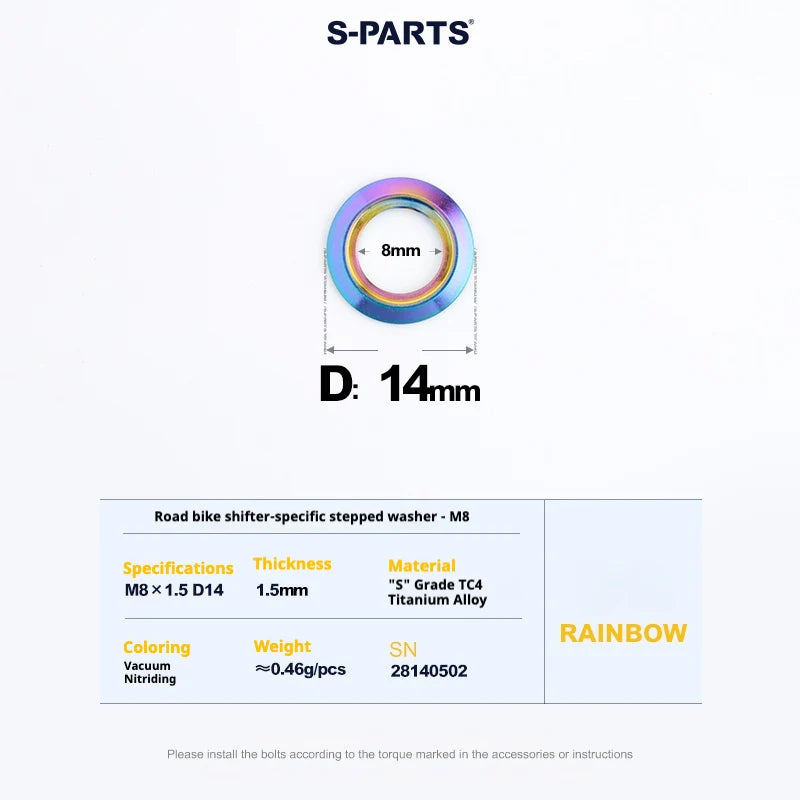 S-PARTS M6 Titanium Road Shifter Clamp Bolt & Nut — Shimano / SRAM — Washers / Rainbow