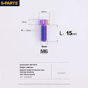 S-PARTS A3 M6 Titanium Bolts — 8–120mm — Candy — L15mm